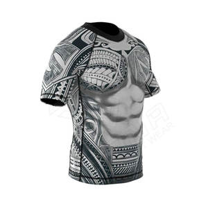 MMA Rash Guard Chemise de compression à manches courtes imprimée sur mesure Impression numérique Design camouflé pour hommes OEM antibactérien Séchage rapide - Product Image 3