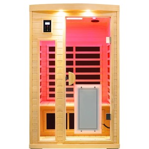 ห้องซาวน่าอินฟราเรดแบบเฮมล็อคสำหรับสองคน พร้อมไฟอ่านหนังสือและไฟสี - Product Image 1