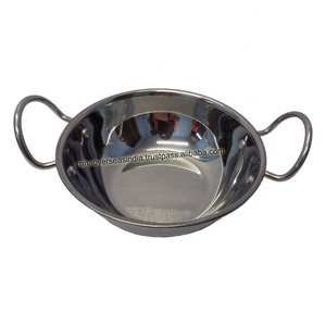 Premium Quality Wholesale Modern Indian Luxury Elegant <b>Stainless</b> <b>Steel</b> Kadai Paella <b>Pan</b> Two Handles Hammered Design for Cooking - Product Image 5
