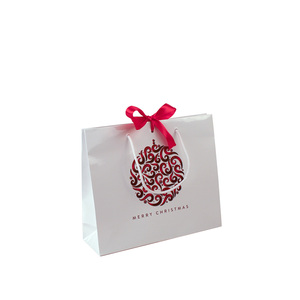 Túi Giấy Giáng Sinh Vui Vẻ Chất Lượng Cao Sản Xuất Tại Ý 32*10*27 Túi Mua Sắm Màu Trắng Cho Quần Áo Cửa Hàng Bán Lẻ Bao Bì Quà Tặng - Product Image 1