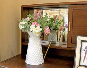 <b>White</b> Metal Decorative Flower <b>Vase</b> Farmhouse Galvanized Pitcher Rustic Milk <b>Jug</b> Home Decor Storage Baskets - Product Image 2