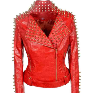 Chaqueta de cuero de vaca de tendencia con tachuelas personalizadas Chaqueta de cuero al por mayor Venta directa de fábrica - Product Image 1