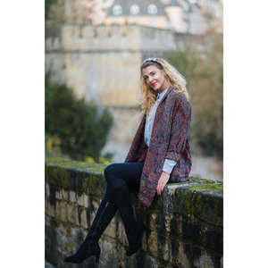 Abrigo Largo de Lana Estilo Cape con Capucha Desmontable y Frente Abierto para Invierno - Product Image 2