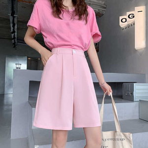 กางเกงขาสั้นทันสมัยเอวยางยืดมีเชือกผูกสำหรับผู้หญิงกางเกงขาสั้นผ้าฝ้ายระบายอากาศน้ำหนักเบาสบาย - Product Image 5