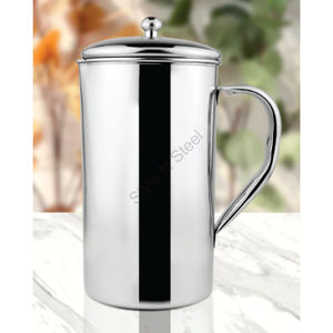 Pichet de service en acier inoxydable de grande capacité de 1700 ml avec couvercle Design élégant classique - Product Image 2