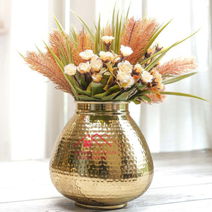 Hammered Design Hot Selling <b>Wedding</b> Tabletop Decor Metal Flower <b>Vase</b> in Gold Finished - Product Image 1