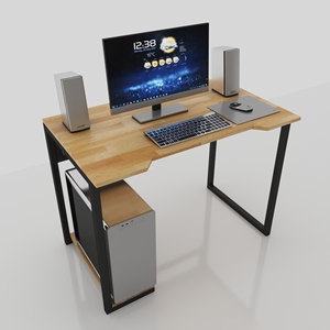 SFBVT003- 1mx60cmx75cm <b>Computer</b> <b>Desk</b> with CPU Rack High Quality Rubberwood and Iron <b>Stand</b> - Product Image 1