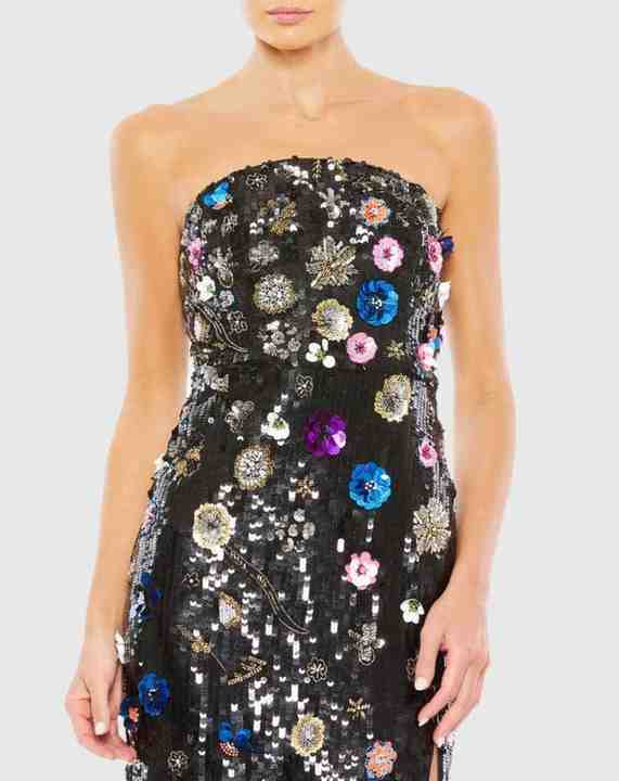 Elegant Women's Sleeveless Black Mermaid Evening Dresses Long Satin Party Gowns with Side Slit and Beading Solid Pattern