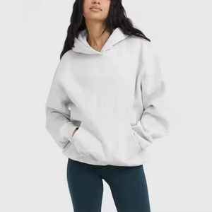 Streetwear Oversized Long <b>Hoodie</b> for Women Winter Velour <b>Lightweight</b> Breathable Customized Front Logo Printing OEM - Product Image 3