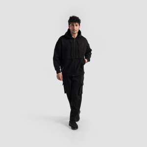Sudadera con Capucha Cargo GAI Streetwear Negra Talla XL, Tejido French Terry 500 Gsm, Diseño con Cremallera, Patrón Liso, Lavado Ácido, Ropa de Invierno Personalizada - Product Image 4