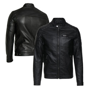 Outdoor Use <b>Stand</b> Collar Light <b>Weight</b> Premium Quality Men Leather Jacket / Custom Made Men Leather Jacket - Product Image 1