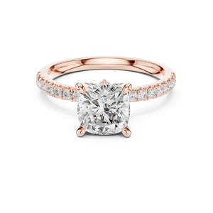 Bague design antique en or 14K avec bijoux en diamant sculptés de fleurs - Product Image 6