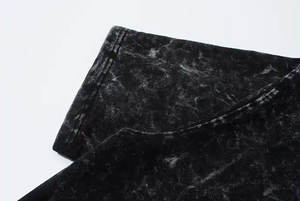 T-shirt en molleton 100 % coton de haute qualité pour homme, col en V, manches longues, effet délavé, anti-rétrécissement et anti-plis - Product Image 4