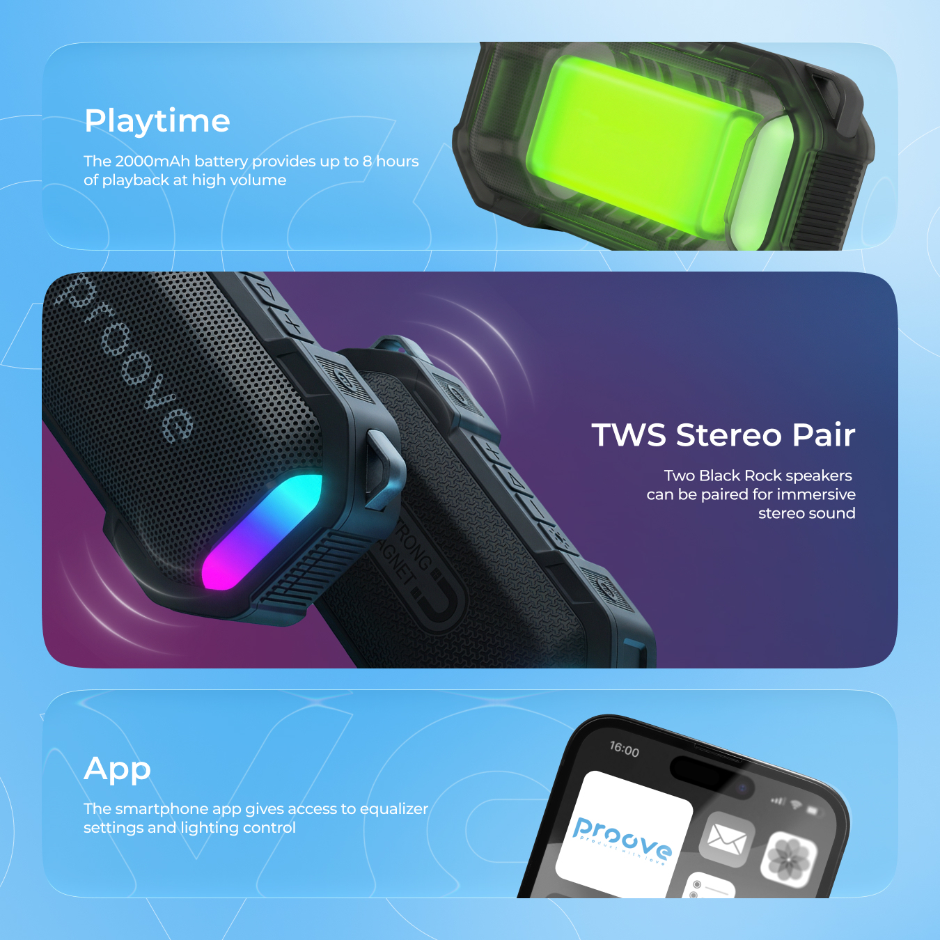 Portable Speakers Proove Black Rock 10W Wireless Speaker with Deep Bass Portable Speaker for Outdoor & Party · image 4