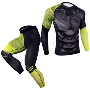 Ensembles de vêtements de sport de compression pour la course à pied et la salle de sport, vente en gros, haute élasticité, combinaisons de musculation unisexes, respirantes, séchage rapide - Product Image 6