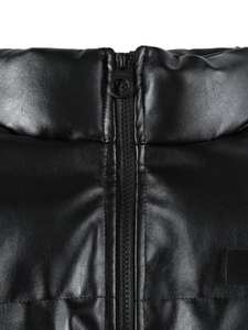 Nuevo estilo pequeño MOQ hombres al aire libre relleno de alta calidad personalizado abajo cremallera mate PU chaqueta de invierno chaqueta de cuero personalizada Puffer - Product Image 3