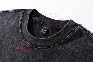 T-shirt d'entraînement de gym surdimensionné personnalisé et vintage pour hommes, grande taille, col en O, imprimé bouffant 3D, ourlet d'épaule tombé, tricoté - Product Image 3