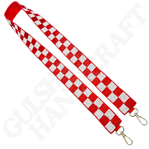 กระเป๋าสตางค์ลูกปัดหลากสีมีสายคล้องกระเป๋าถือลายตารางหมากรุกสำหรับวันแข่งขันเทินส์สายรัดผ้าฝ้าย49x1.75 - Product Image 6