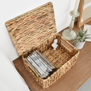 Lot de 03 paniers de rangement en jacinthe d'eau de haute qualité avec couvercle pour l'organisation de la maison fabriqués au Vietnam - Product Image 2