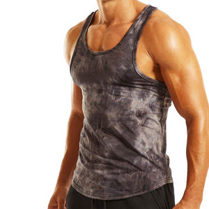 Débardeur de sport pour homme à teinture tie-dye, à séchage rapide, en coton, sans manches, stringer, doux, pour la musculation, vêtements de fitness, à porter en été - Product Image 1
