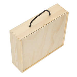 Mallette de transport en bois de pin à couvercle solide pour 3 bouteilles de bière pour les fêtes - Product Image 3