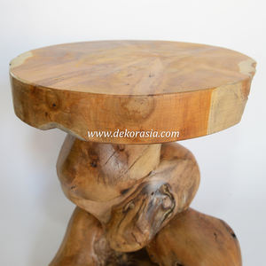 Tabouret empilable en racine de teck naturel, tabouret décoratif en bois massif pour meubles de salon et de maison - Product Image 6