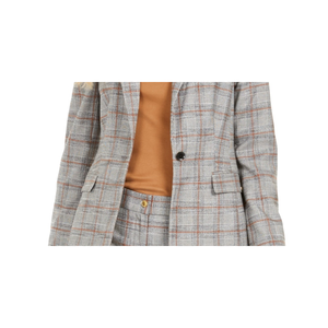 Completo da Donna Calvin Klein, Blazer a Quadri con Chiusura Monopetto, Stampa Effetto Velluto a Coste Marrone, Taglia 10 - Product Image 3
