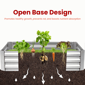 Jardinera rectangular metálica corrugada galvanizada para exteriores, para verduras y flores, modelo GB001, venta al por mayor. - Product Image 3
