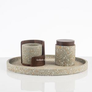 Ensemble de brûleurs Bakhoor en terrazzo ivoire classique moderne Insert en métal Oud porte-encens diffuseur d'aromathérapie pour parfum d'intérieur pour - Product Image 4