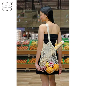 Bolsa de malla de algodón para frutas y verduras al por mayor de comestibles reutilizable ecológica - Product Image 5