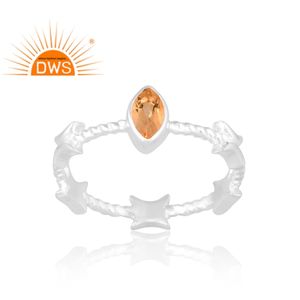 แหวนพลอยซิทรีนธรรมชาติทำจากเงินสเตอร์ลิงดีไซน์ที่ดีที่สุดเครื่องประดับตามสั่งสำหรับเป็นของขวัญสำหรับผู้หญิงสำหรับผู้หญิง - Product Image 1