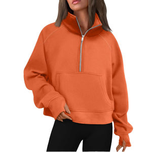 Personalizado OEM mujeres media cremallera sudaderas algodón polar de secado rápido transpirable tela al por mayor con el tamaño del logotipo y el color - Product Image 1