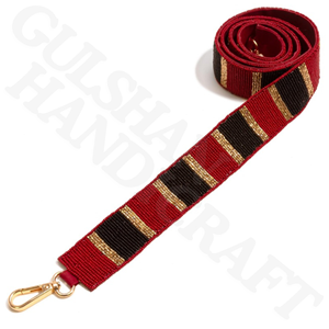 Striped Seed Bead Cotton Embroidered Bohemian Handmade Colorful Crossbody Replacement Strap for <b>Handbag</b> - Product Image 3