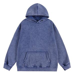 Fabrication OEM – Nouveaux sweats à capuche d'hiver en denim uni sans cordon, coupe ample, 300 GSM, en coton, coupe classique - Product Image 2