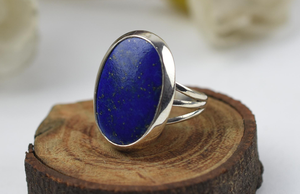 Awesome Handmade Sterling Silver Vintage Gold Plated IGI Certified Ring Lapis Lazuli Gemstone 10X14mm Prong Setting Water Drop - Product Image 2