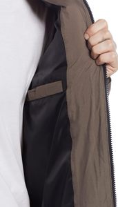 Veste d'hiver matelassée pour homme, streetwear, personnalisée, OEM, gaufrée, imperméable, col montant, fermeture éclair, rembourrage 100% polyester, devant - Product Image 5