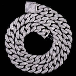 Chaîne à maillons cubains style Hip Hop Moissanite 15mm en argent sterling 925 pour homme, cadeau de mariage - Product Image 3