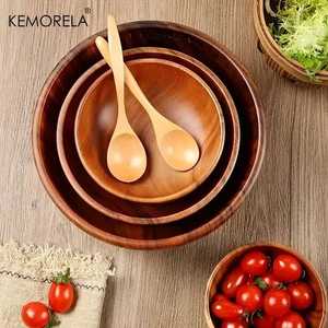 Cuenco de madera Premium hecho a mano, estilo rústico ecológico para ensaladas, aperitivos o postres - Product Image 2