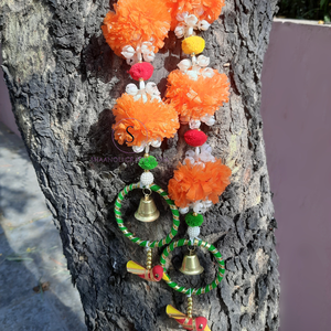 Guirlande de porte colorée faite à la main, guirlande de marigolds orange avec bracelet Gotta Patti pour la décoration de la maison, des fêtes et du Mehendi - Product Image 5