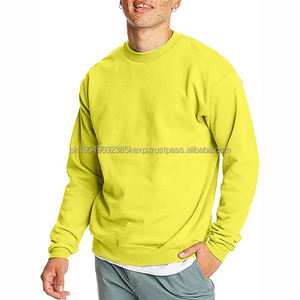 Sweats à capuche et sweat-shirt pour hommes logo personnalisé impression Streetwear côtes col rond surdimensionné épaules tombantes sweat-shirt vierge pour hommes - Product Image 3