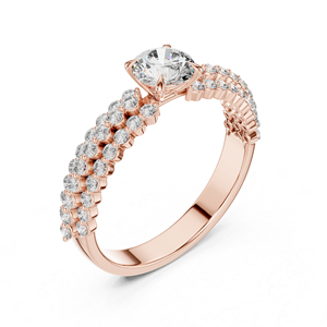 Bague en or rose 14 carats avec diamant rond cultivé en laboratoire pour femmes |   Collection de mariage |   1,04 Ct certifié IGI - Product Image 4