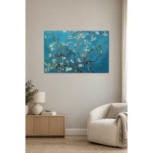 Impression sur toile Fida Van Gogh Fleurs d'amande sur fond turquoise - Product Image 5