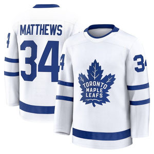 Camiseta de Hockey - Blanca con Detalles Azules, Camiseta con el Logotipo Clásico de los Maple Leafs de Matthews 34, Impresiones 3D HD - Product Image 1