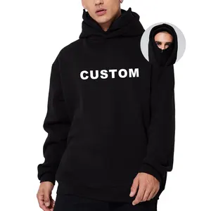 Sweatshirt hoodie ritsleting penuh pria pabrikan pakaian hoodie ritsleting wajah leher tiruan hoodie kustom kelas berat untuk pria dan wanita