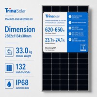 Module solaire Trina Solar N-Type Con double vitrage 620-650W 132 cellules demi-coupées pour projets commerciaux sur toits et installations au sol