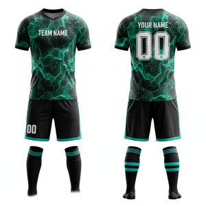 Uniforme de Fútbol Unisex Diseño Electric Storm Camiseta y Pantalones Cortos de Fútbol Personalizables 100% Poliéster Transpirable de Secado Rápido - Product Image 3