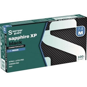 Semperguard Nitrile Disposable Safety <b>Gloves</b> Size S Black EN 374 & EN 455 PPE Category III 100-Piece Box by SEMPERMED - Product Image 1