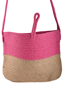Sac bandoulière en jute rose, style bohème, couleur unie, écologique, sac messager pour femme, usage quotidien estival - Product Image 3