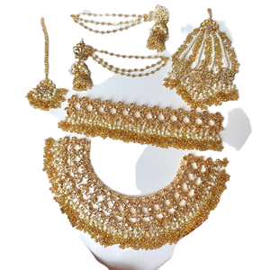 Bijoux de mariée indiens Kundan, finition antique, directement de l'usine, travail de pierres lourdes, détails élégants, acier inoxydable plaqué argent - Product Image 2