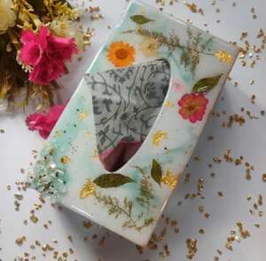 Boîte à mouchoirs en résine époxy Boîte à mouchoirs en résine Vaisselle de haute qualité Porte-mouchoirs en résine fait à la main - Product Image 2